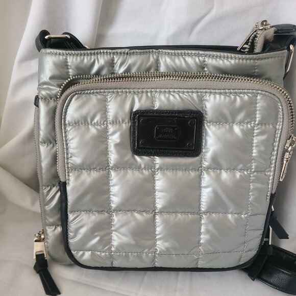 Steve Madden Silver and Black Structured Shoulder Bag - Picture 1 of 7